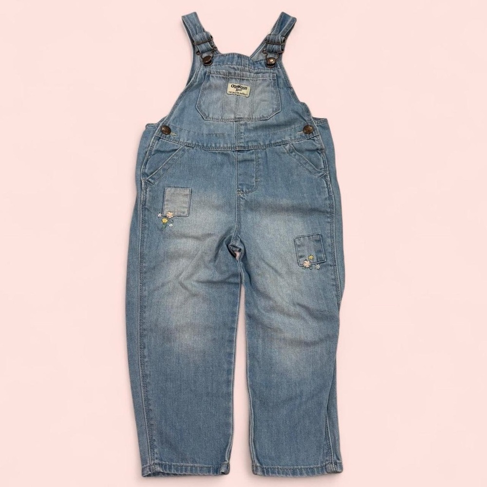 Oshkosh Floral Denim Patch Overalls